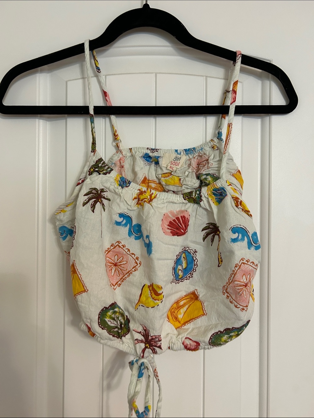 Women’s White Beach Coverup set with Multicolor Shell Print